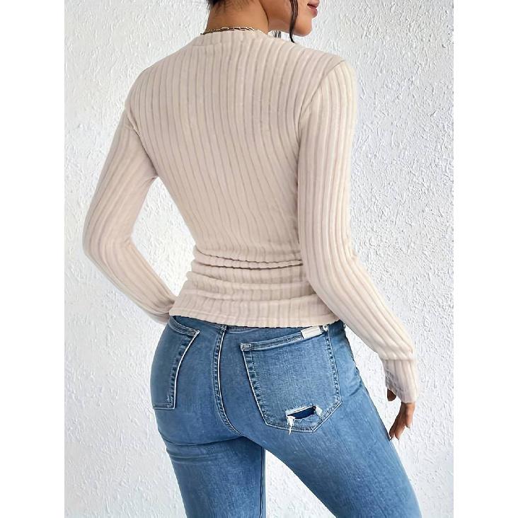 Minimalist Style New Round Neck Long Sleeved T-Shirt For Autumn And Winter Commuting, Versatile Base Shirt And Top