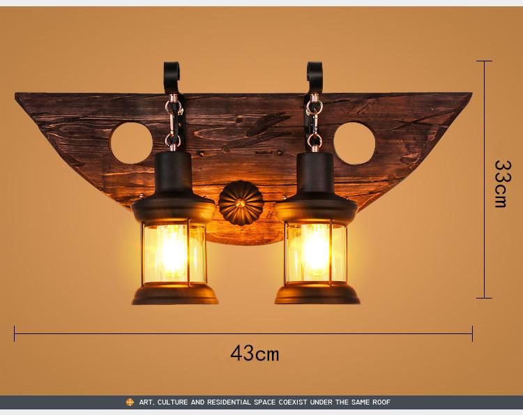 Vintage Industrial Wood Wall Lamp for Bar, Cafe, or Bedroom