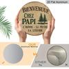 2D Flat, 1pc 7.87" Vintage Round Metal Aluminum Sign, French "Bienvenue Chez Papi" Quote with Pine Tree Design, Retro Rustic Wall Decor for Grandpa