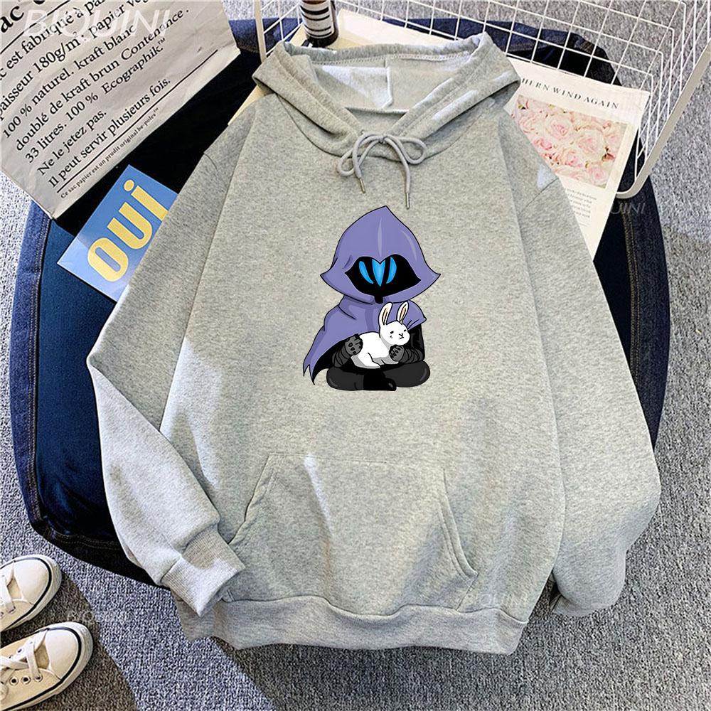 Omen VALORANT Hoodie Men Sweatshirt Vintage HIP HOP Clothes for Teens Students Harajuku Lounge Wear Cartoon Printed Velvet Anime