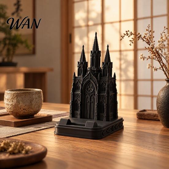 Gothic Phone Stand 3D Printed Church Stand, Black Cathedral Decorative Smartphone Holder Holder, Cell Accessory for Home Office Desk Decor