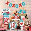 Valentine's Day Tiered Tray Decor Delicate Wooden Valentine Tabletop Decor Reusable Valentine Tray Decoration Love Red Truck