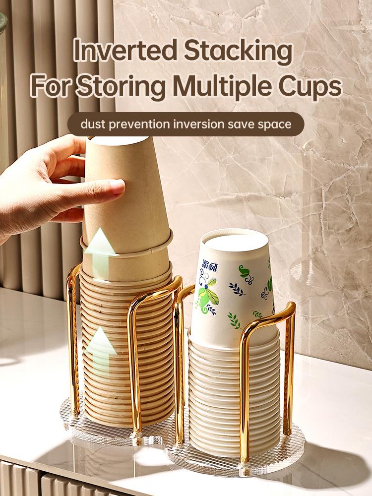 Disposable Cup Storage Holder Rack Shelf Water Tea Cups Acrylic Dispenser with Longer Stick Mug Display Stand Organizer Supplies