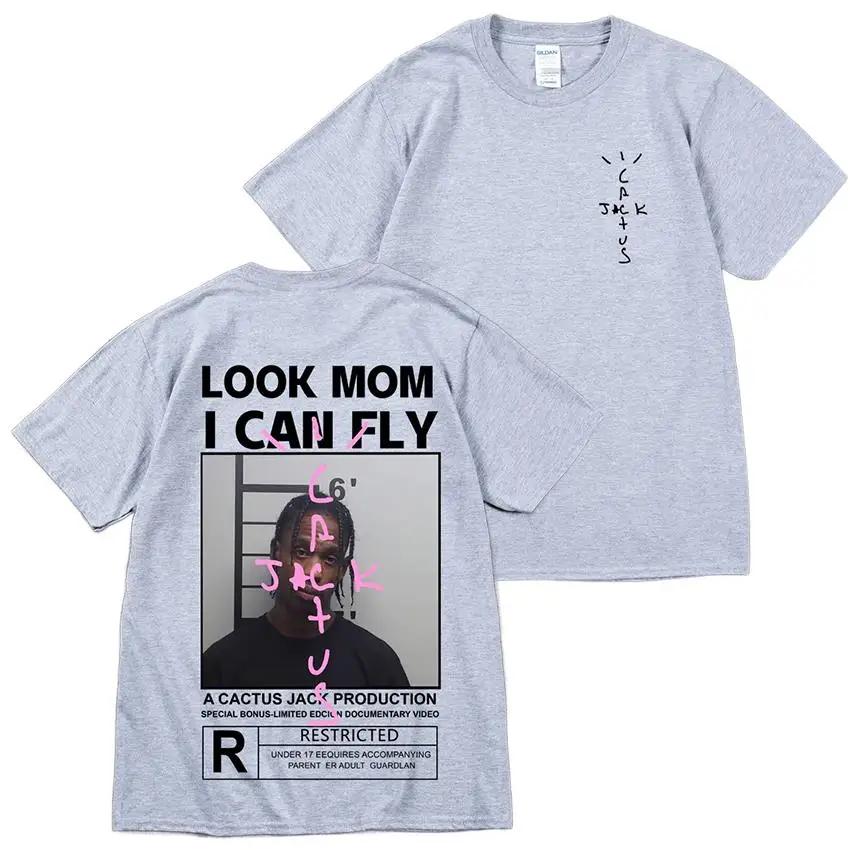 HOT SALE Cactus Jack T-shirt High Quality Cotton Men Women LOOK MOM I CAN FLY Tee ASTROWORLD Hip Hop Short Sleeve Tshirts Tops