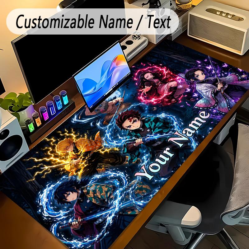 Großes Mauspaddämonenjäger Benutzerdefinierter Name Text Personalisierte Schreibtischmatte Rutschfeste Gaming-Matte