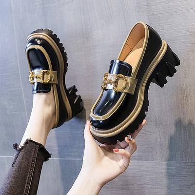Buty Lolita Damskie Jesienne Platforma Czarne Wysokie Obcasy Moda Okrągły Nosek Mary Jane Damskie Lakierowana sztuczna Skóra Student Cosplay Buty