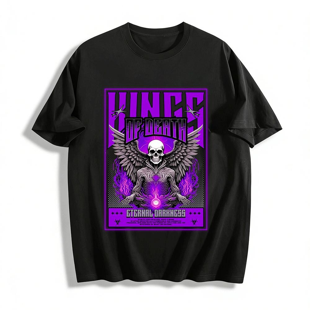 

Winged Skull Of Death Print Streetwear Casual Men s T-Shirt Pure cotton T-shirt 6XL