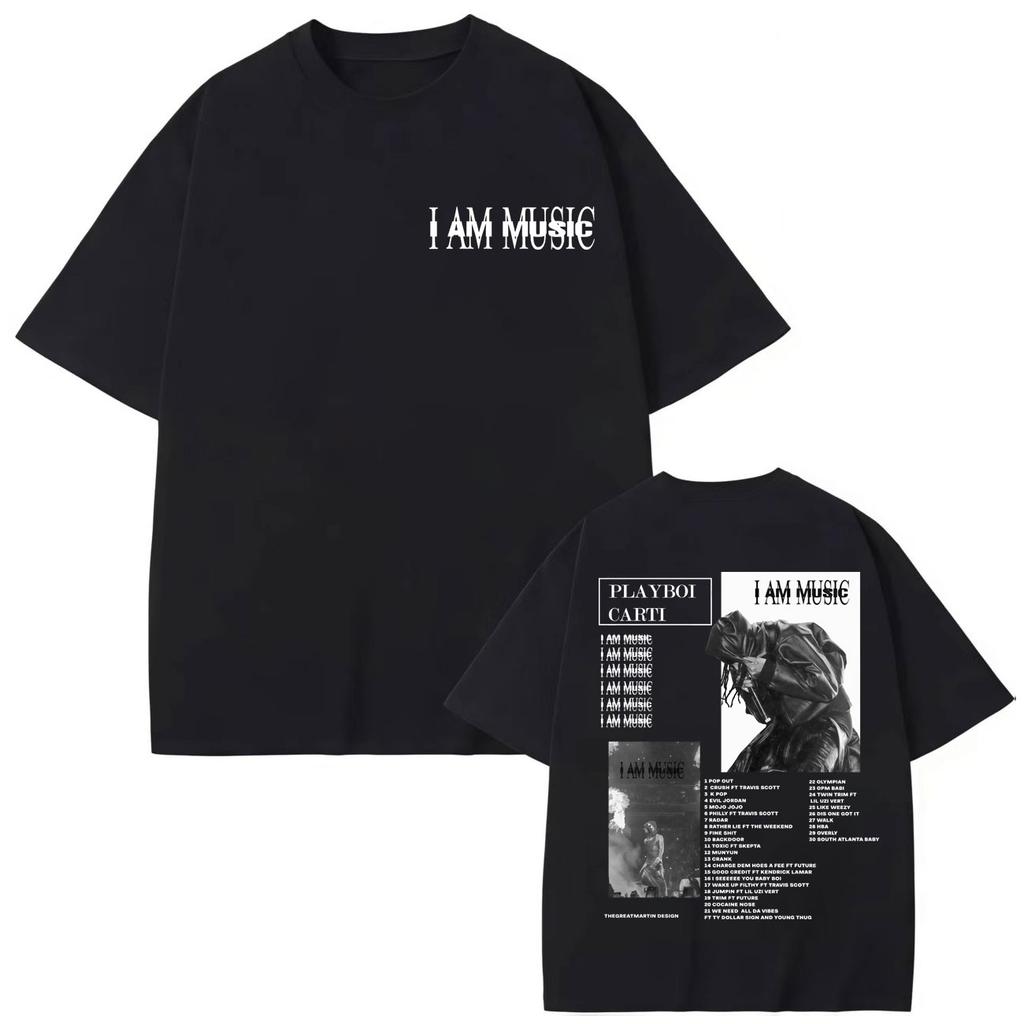Harajuku Short Sleeve T-shirt Men's Women's Fashion Vintage T-shirts Rapper Playboi Carti I Am Music Graphic T Shirts