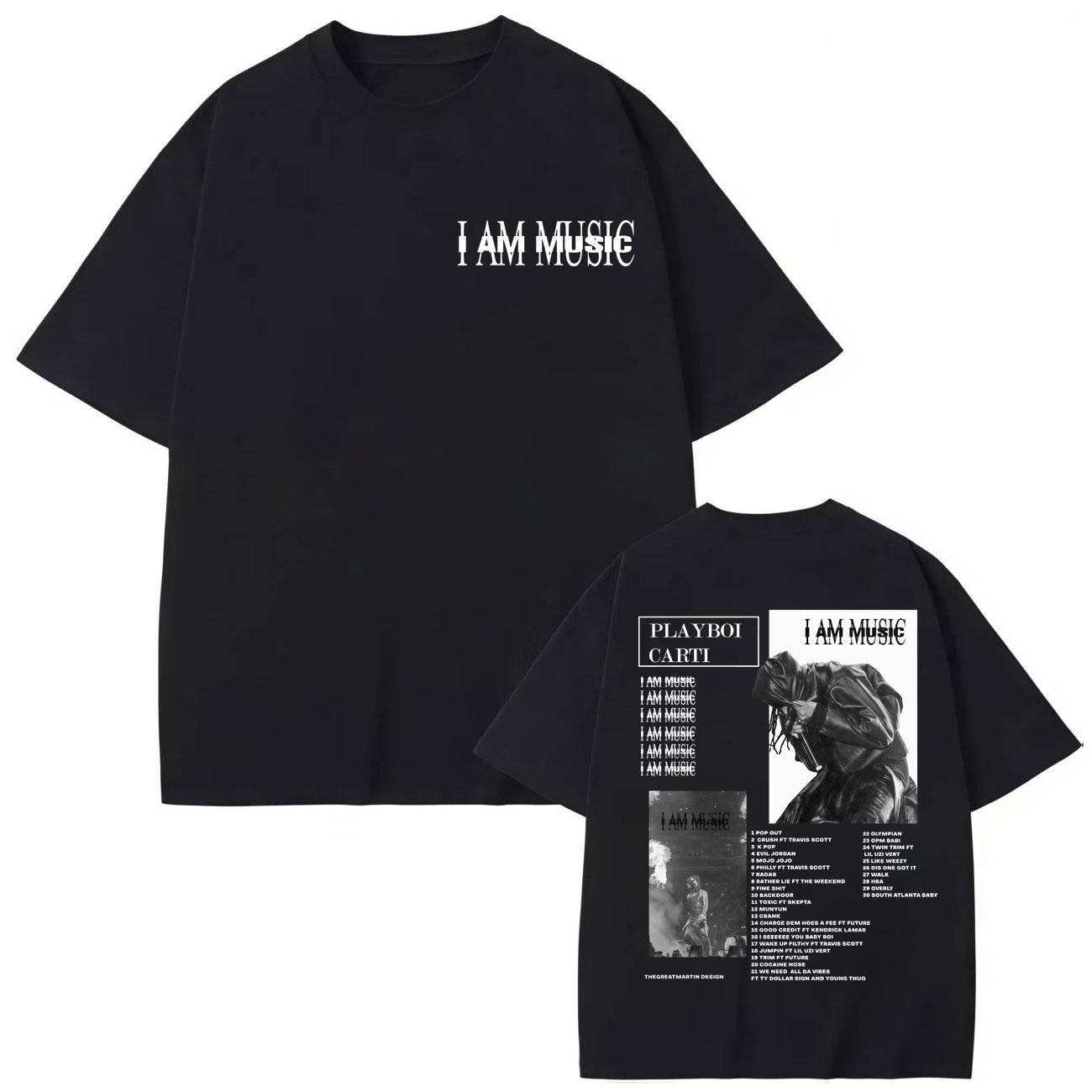 

Harajuku Short Sleeve T-shirt Men s Women s Fashion Vintage T-shirts Rapper Playboi Carti I Am Music Graphic T Shirts S