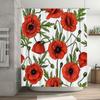 Roter Mohn Duschvorhang Badezimmer Dekor Blumendruck Wasserdicht Waschbar Modern Shabby Chic Heimdekoration 72X84 (Weißer Hintergr