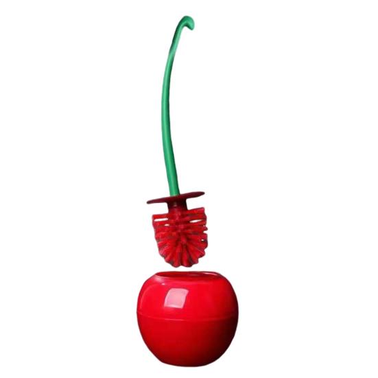 Yousheng Cherry Shape Toilet Brush with Holder Bowl Long Handle Design Comfortable Grip Household Bathroom Cleaning Tool Cleaner
