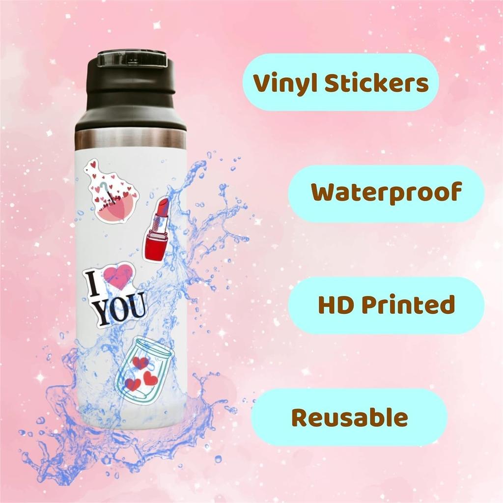 Love Stickers For Scrapbooking, 100 PCS Valentines Stickers For Scrapbook Supplies, Vinyl Stickers For Water Bottles Laptop