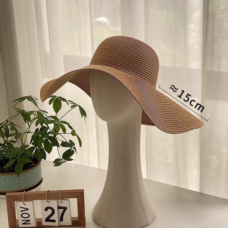 Big brim sun protection straw hat foldable beach hat sun hat children summer vacation film travel seaside sun hat