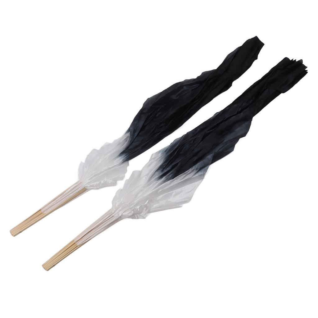 1 Pair Long Dance Fan Soft Beautiful Classical Dancing Fan for Belly Dance Performance Learning 1.5m Gray and Black