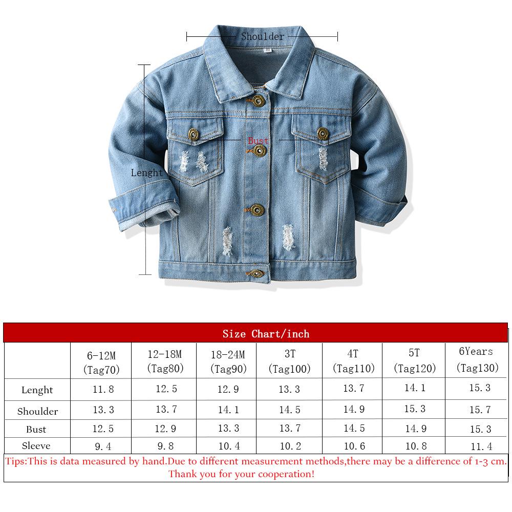 Nuova Giacca di Jeans Primavera/Autunno con Strappi per Ragazzi e Ragazze
