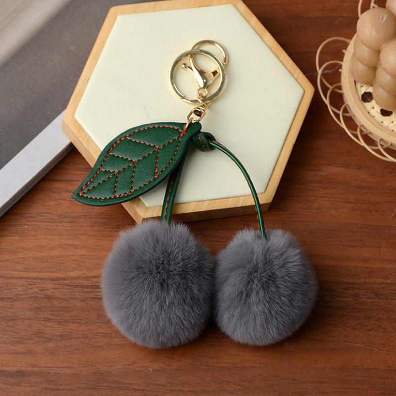 Otter Rabbit Hair Cherry Multi-Color Car Keychain Pendant Cute Pompom Doll Doll Bag Bag Hanging Key Chains For Women Gift