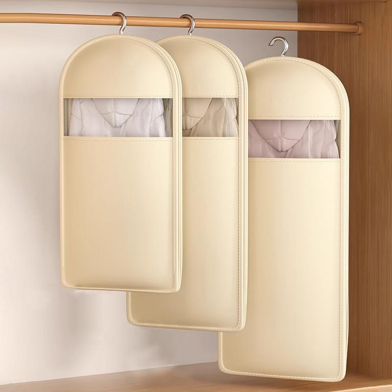 Dust Cover Clothes Bags Space-Saving Compressed Down Jacket Storage Bag Transparent Hanging Dust Cover With Zipper Organizer