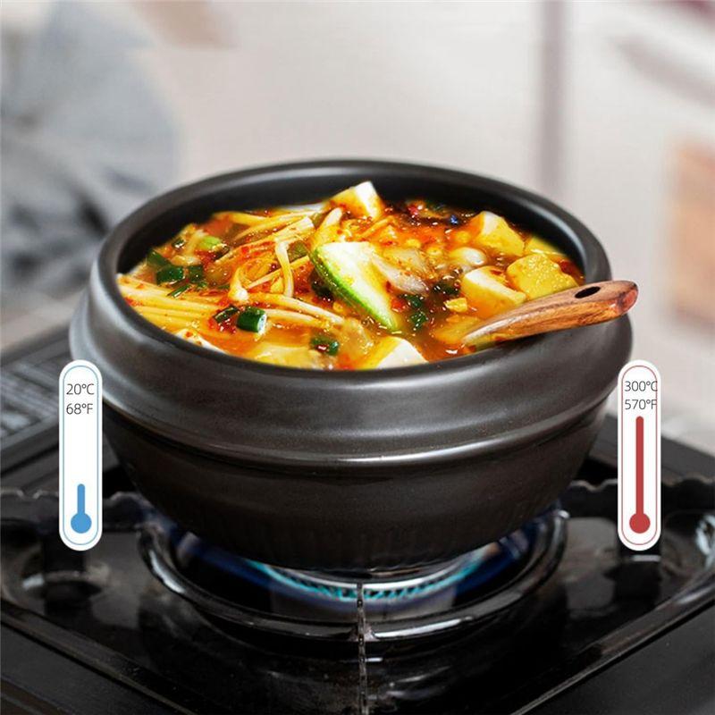 J1UL1N Korean Stone Bowl With Tray Clay Cooking Pot Soybean Paste Soup, Samgyetang