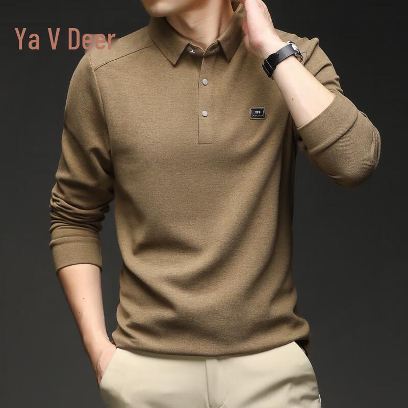 Yalu Men s Seamless Business Casual Lapel Long-Sleeve Shirt L