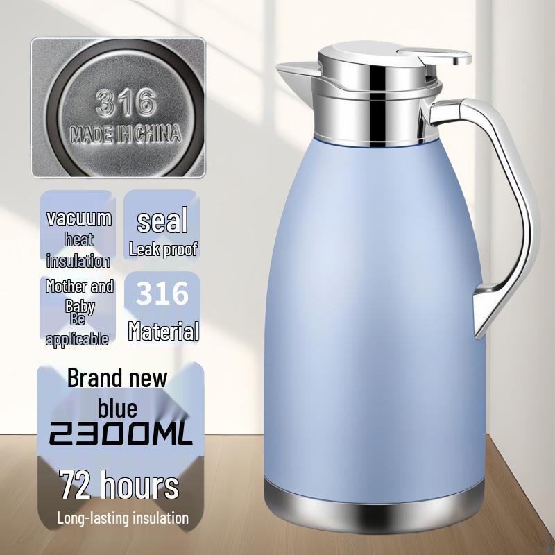 High-End Stainless Steel Double-Layer Insulated Kettle & Anti-Scald Water Pot Extra Thick 316L, 2.5L