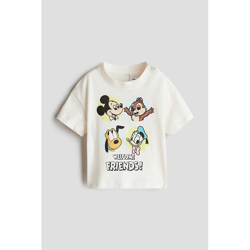 

[Серия Disney] HM Детская одежда Футболка для малыша 2025 Лето Новое поступление Топ с коротким рукавом с принтом Микки 1263213 White/Mickey 90/52((1 ½-2Y))