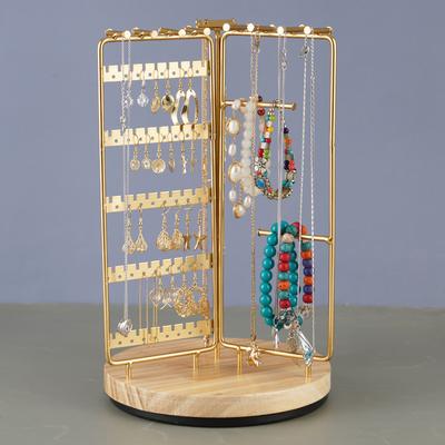 New Rotating Jewelry Rack With Turntable Three In One Ring Earrings Storage Rack Necklace Bracelet Rack