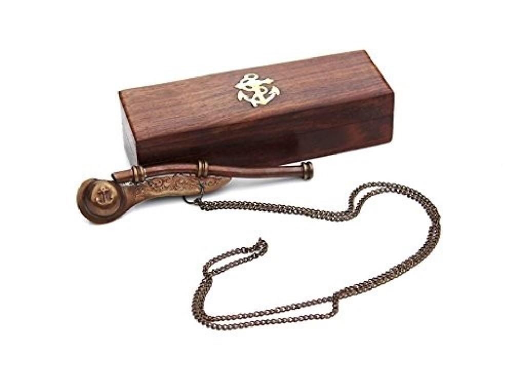 Lodní píšťalka Bosunova píšťalka s řetízkem na krk Námořní mosazná povrchová úprava Položka