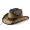 Westlicher Cowboyhut Herren, Kuhkopf-Gürtel Sprühfarbe Strohhut Damen, Europäische und Amerikanische Cowboyhüte