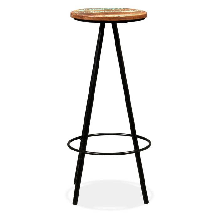 Tabouret de bar - vidaXL - Lot de 2 - Bois massif de récupération - Acier - 30 x 76 cm