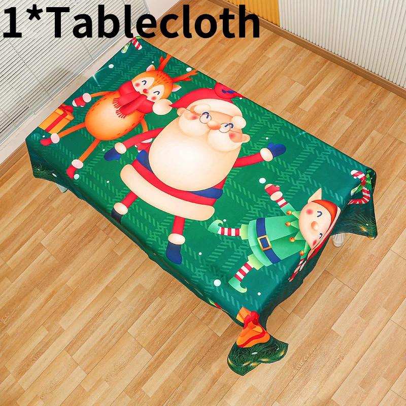 Santa Cartoon Christmas Claus Print Chair Covers Tablecloths Family Festivities