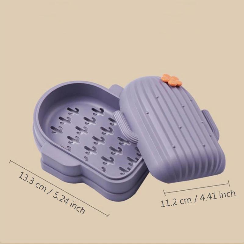 1pcs Holder Bathroom Storage Travel Portable Waterproof Soap CaseCreative Soap Box Cactus Shape Laundry Soap Sponge Dish
