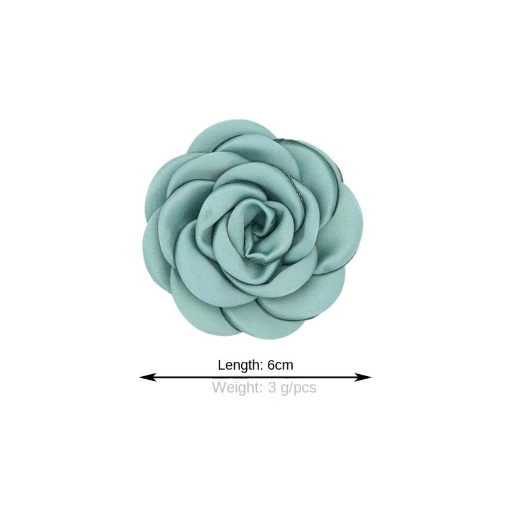 Satin Rose Stoff Künstliche Blume Handgefertigte Kamelienblüte Kleid Dekoration 6cm Boutique Haarschmuck Handgefertigtes Material