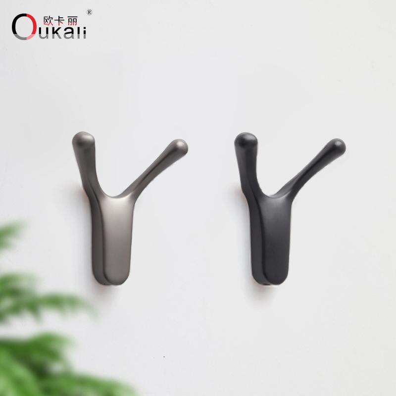 Oukali Furniture Modern Bathroom Black Cloths Hat Solid Metal Wall Hooks