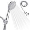 High Water Shower Head with Hose Handheld Shower with 143cm Stainless Steel Hose and Holder Pressure, 5-step Mode, Water-saving