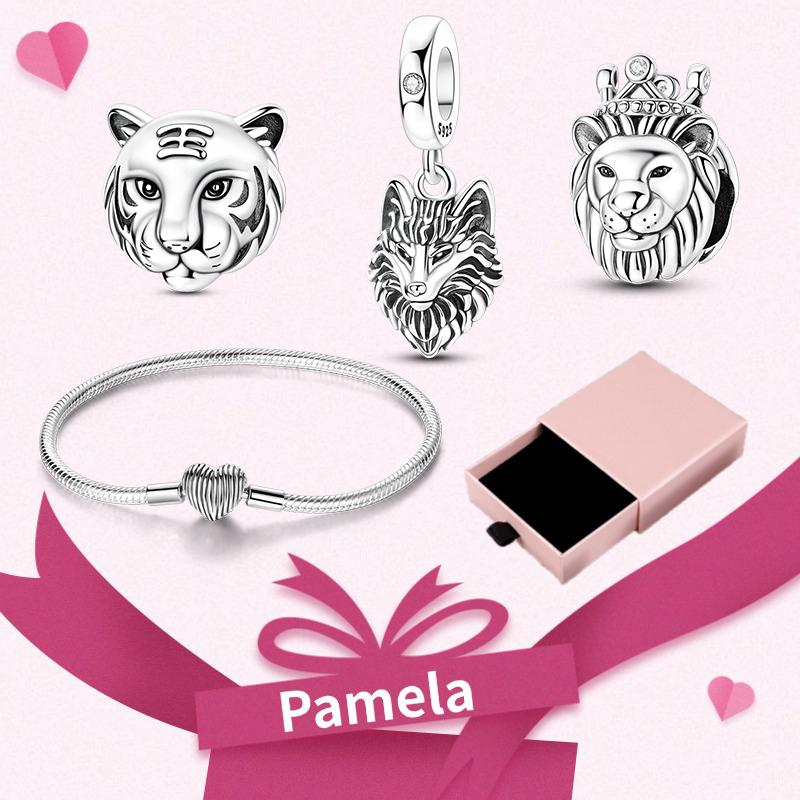 Pink Heart Charm Set 925 Original Silver Charms Bracelet With Gift Box For Women Wedding Anniversary Jewelry Gift 4pcs/lot