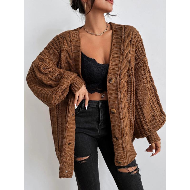Autumn Winter Women Cardigan Sweater Coats Fashion Female Long Sleeve V-neck Loose Knitted Jackets Casual Sweater Cardigans Tops