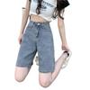2026 Women's Retro High-Waisted Denim Shorts - Loose Mid-Length, Wide-Leg Style