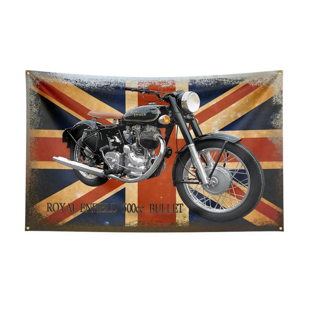 3x5 Ft RRoyal enfields Motorfiets Vlag Polyester Digitale Print Banner voor Garage Muurkunst Buiten Decoratie