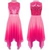 Girls Liturgical Dance Dress - Sleeveless Mock Neck Tunic with Asymmetrical Hem & Shiny Sequins for Worship Performance