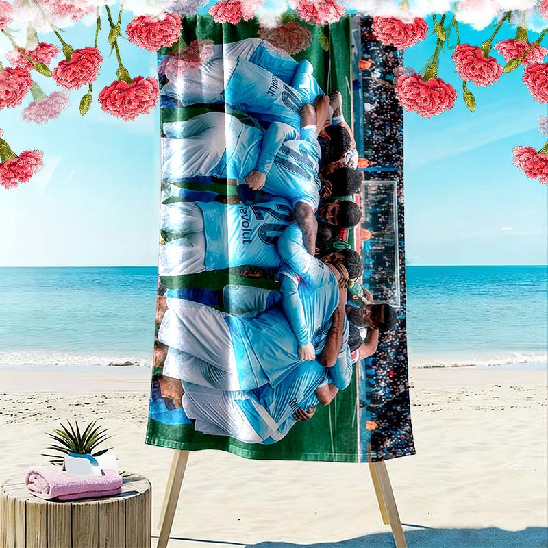 Man City Player Print Beach Towel, Large Soft Quick Dry Towel for Beach Camping Swimming