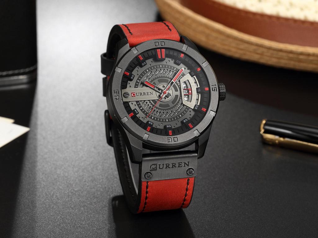 Curren 8301 Men's Leather Strap Business Calendar Watch