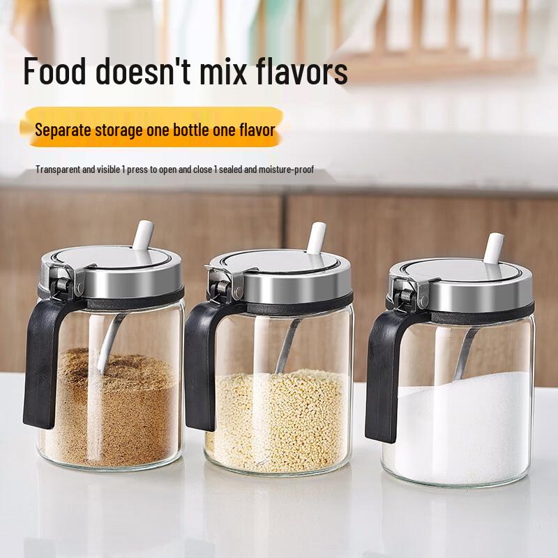 Ru Han Glass Seasoning Jar Set with Double-Layer Rack