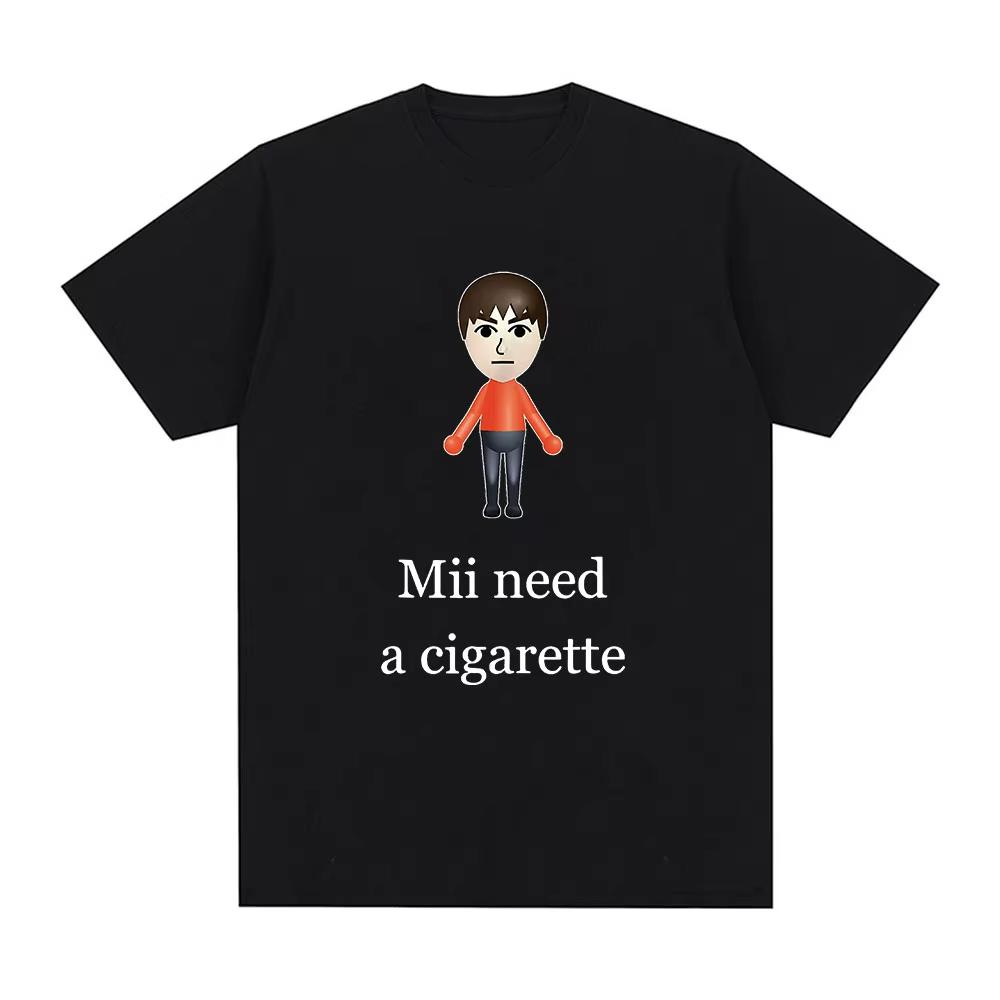 

Забавная футболка Mii Need A Cigarette Мужская мода Футболки с коротким рукавом Графическая футболка на День квартета парикмахеров Оверсайз Унисекс 4XL