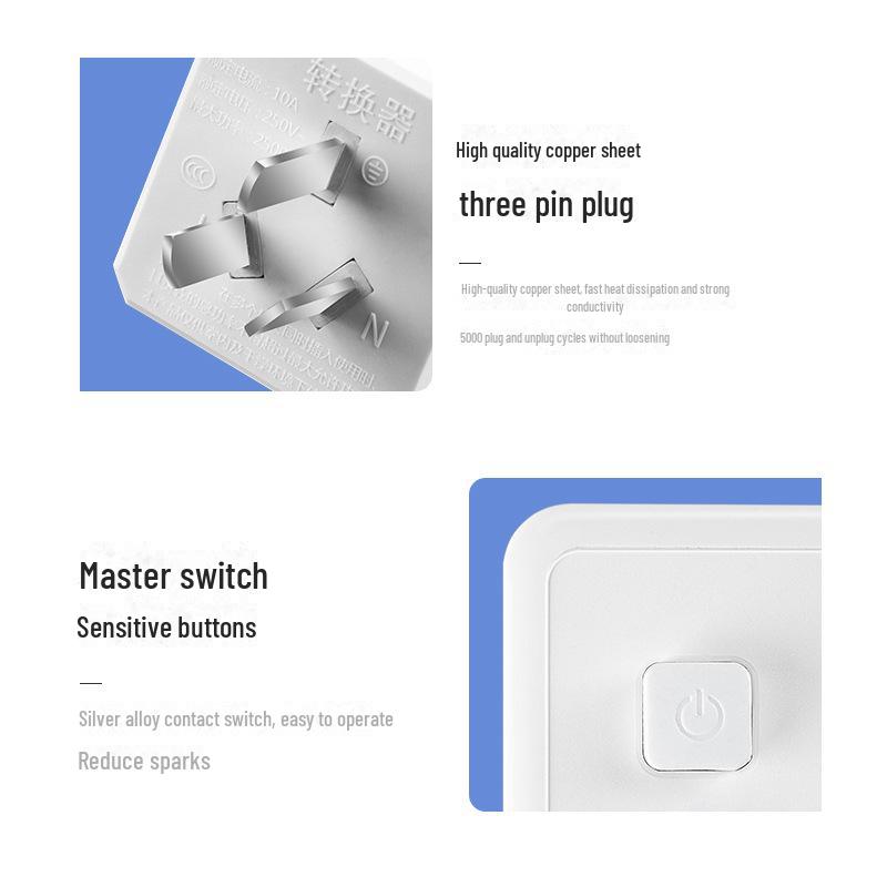 Wood Grain Multi-Function Travel Plug Board & Socket Converter