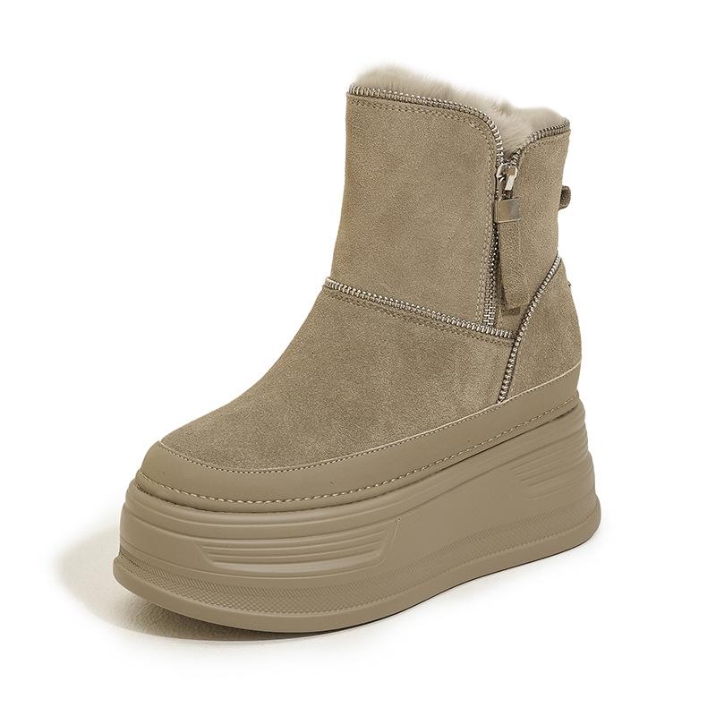 

Женские зимние ботинки на толстой подошве 2025 новая коллекция утолщенные хлопковые ботинки с внутренней высотой, женская обувь, теплые хлопковые ботинки, женские ботинки 39 хаки