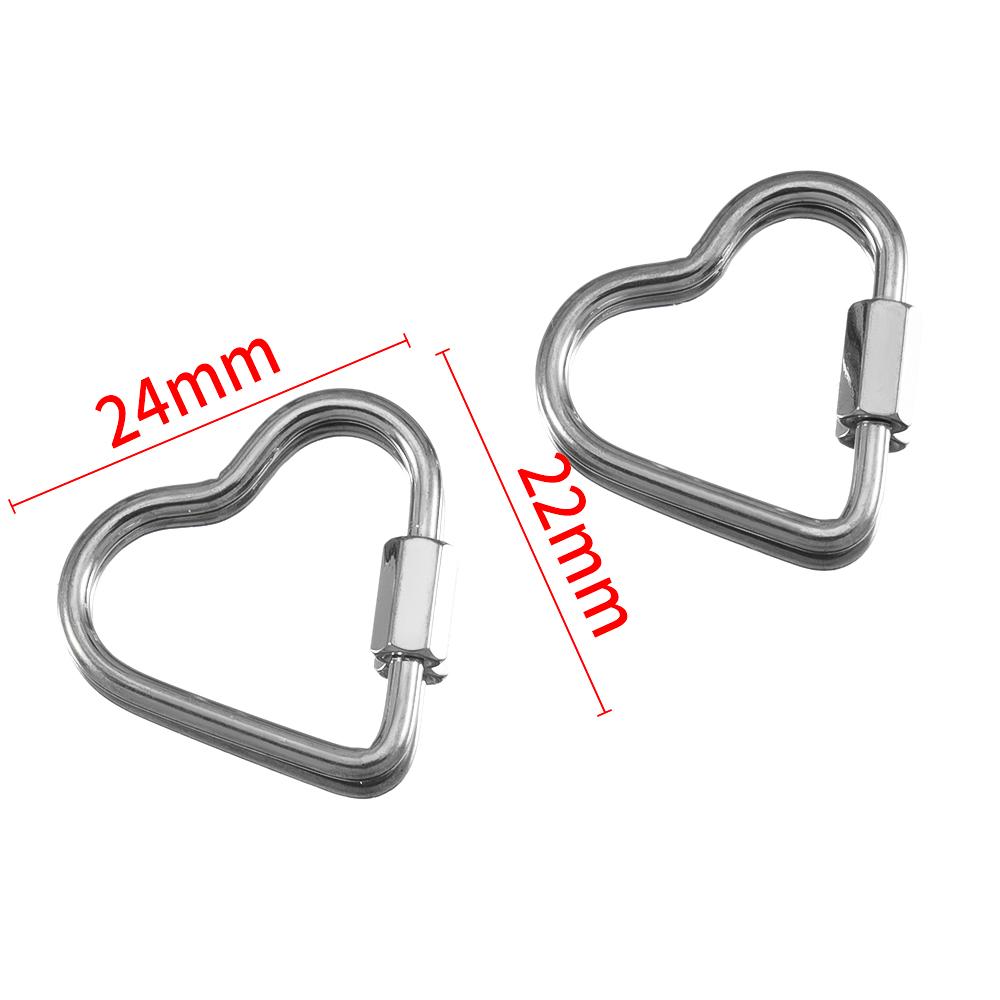 5pcs Stainless Steel D Oval Heart Shape Locking Carabiner Screw Clip Link Hook For DIY Keychain Holder Necklace Jewelry Making