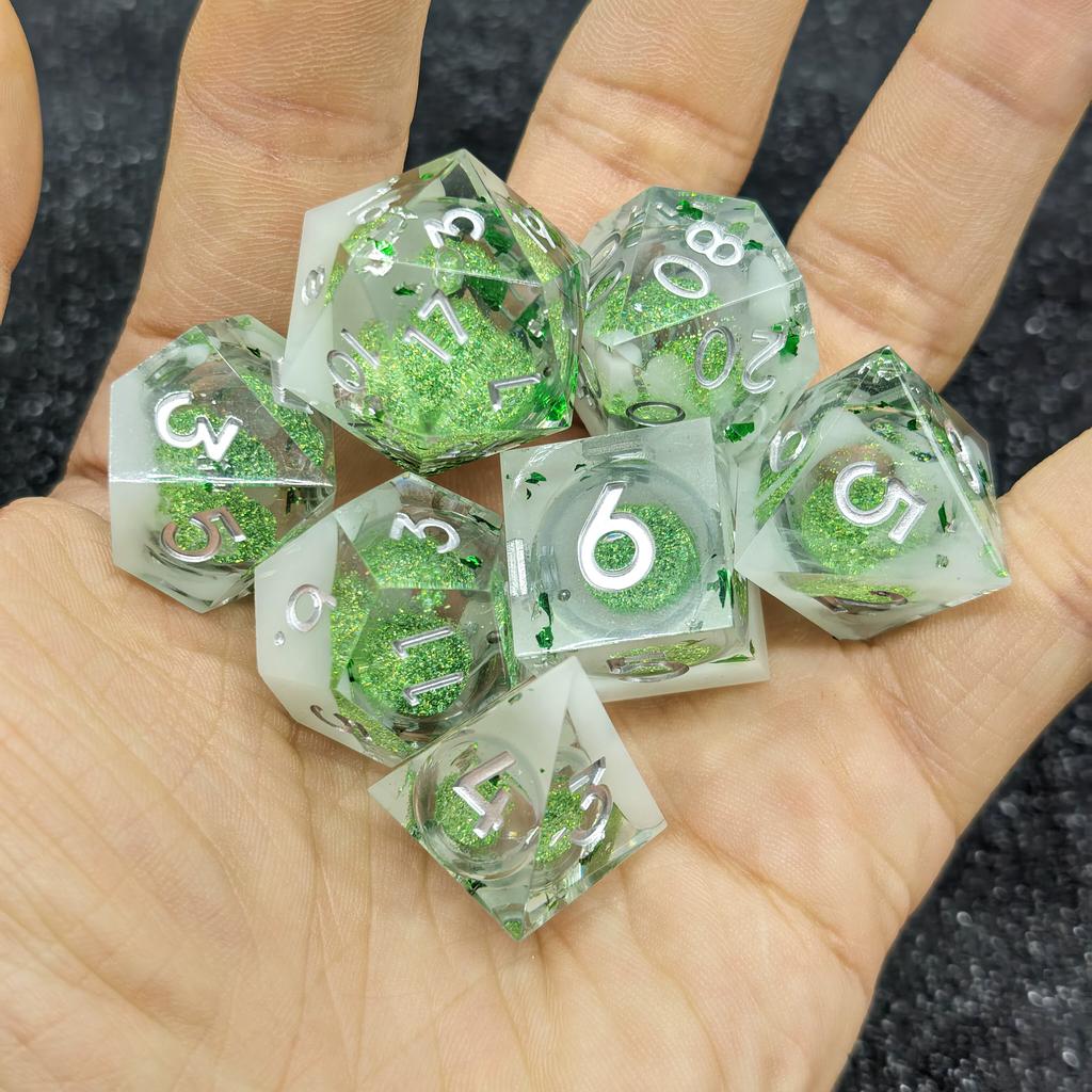 Resin Quicksand Christmas Series DND Dice COC Running Polyhedron Tabletop Role Playing Game Resin