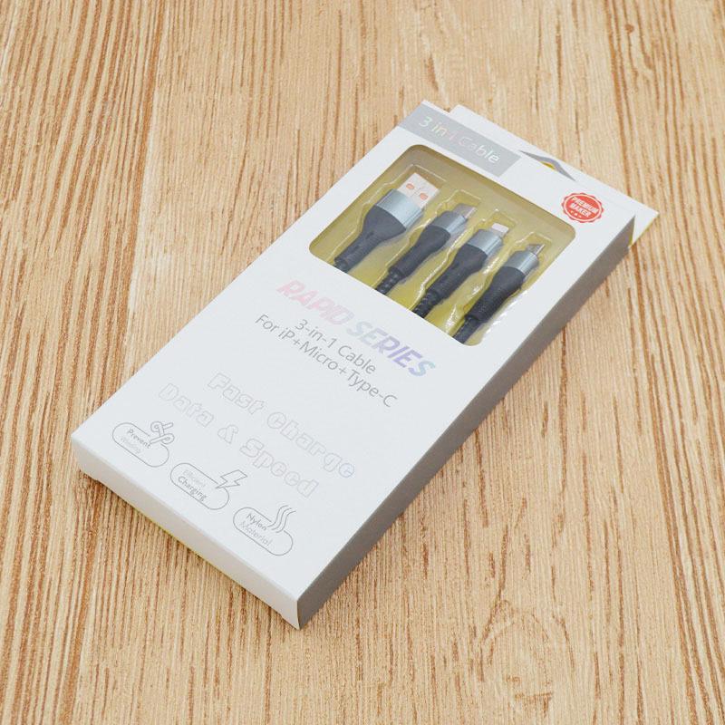 120W Triple-Head Fast Charging Cable for Apple, Huawei, Android Devices