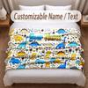 Dinosaur Theme Soft Blanket Personalized Custom Name Text Print Warm Blanket Home Sofa Bedroom Decor