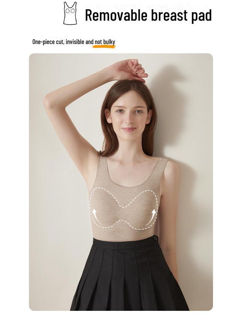 Warm Cashmere Silk Vest with Chest Pad - Women's Autumn/Winter Thermal German Velvet plus Velvet Heating Vest